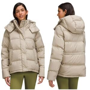 Lululemon Wunder Puff Jacket Raw Linen Tan NEW Size 4 700 Goose Fill Winter Ski
